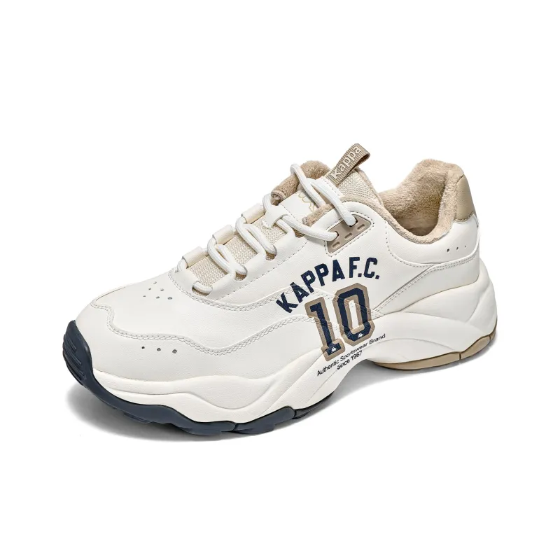 Kappa Wear Resistant Slip Resistant Low Top Chunky Sneakers Unisex White Beige-2