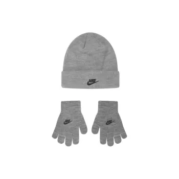 Nike Futura Logo Embroidered Beanie And Gloves Set