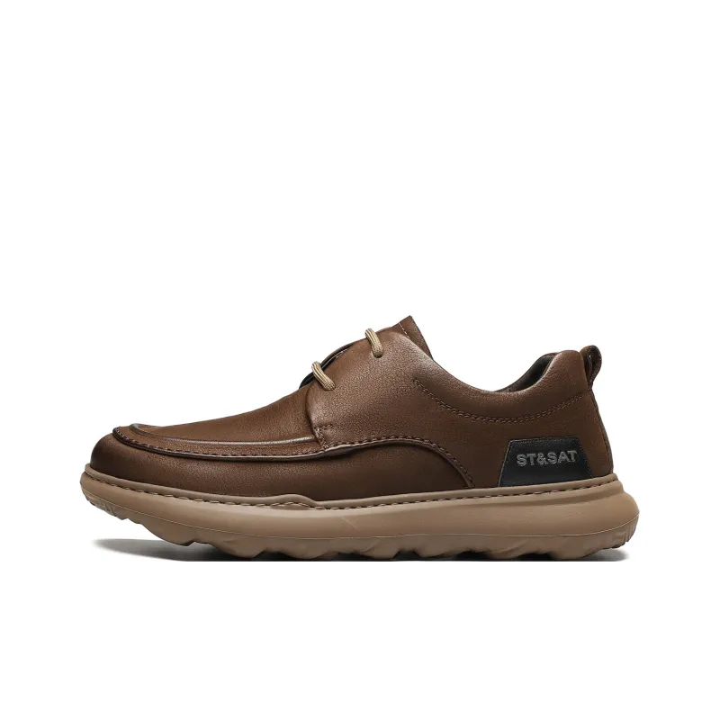 ST&SAT Lace Up Casual Shoes Flat Men's Shoes Men's Black/Brown-5
