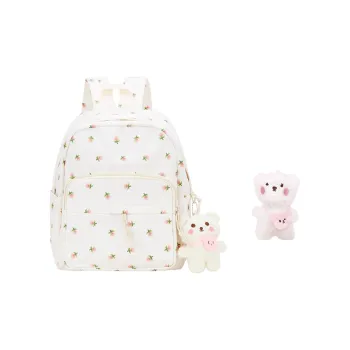 MARKANGARO Nylon Backpack Regular Women's White/Blue/Pink