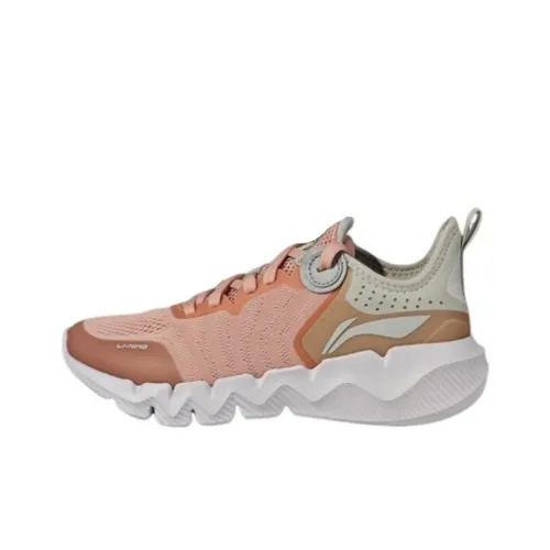 LiNing Sports Life Collection Anti-Slip Wear-Resistant Low-Top Casual Shoes Women's Peach Orange Pink