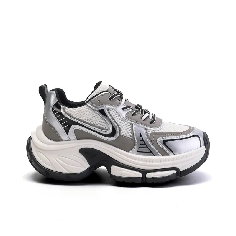 Montagut Chunky Sneakers Women's Low Top Burgundy/Silver-3