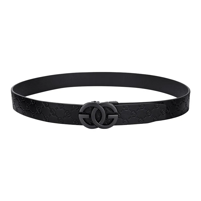 POLO Cow Leather Belts Men's Electrophoresis Black Width 3.5cm-3