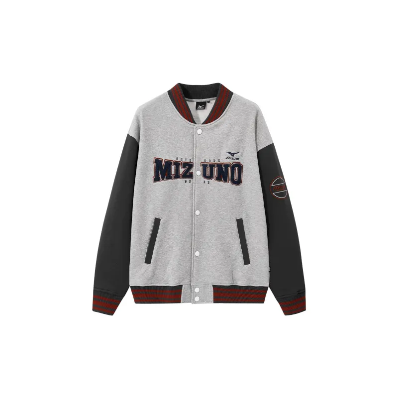 Mizuno Baseball Jacket Unisex Light Gray With Free Necklaces-1