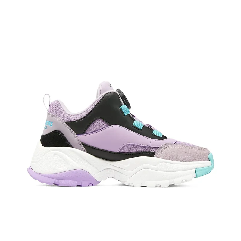 Skechers Anti Kick Cushioning And Abrasion Resistant Mid Top Kids Lifestyle Shoes White Purple Blue Teenagers-1