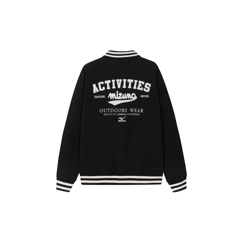 Mizuno Baseball Jacket Unisex Black Comes With Necklace-2