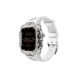 Diamond Silver Protective Case-White Strap