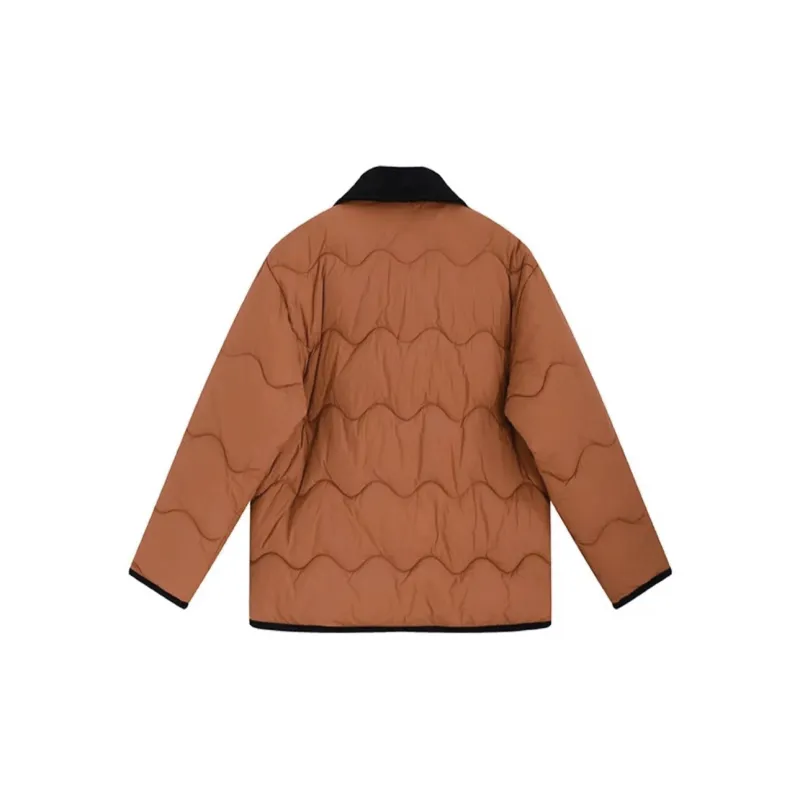 PAZZO Patchwork Corduroy Lapel Loose Fit Thermal Puffer Jacket Women's-15