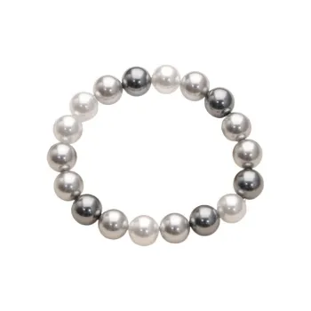NATURALLYJOJO Faux Pearl Elastic String Bracelets Women's White/Gray/Black