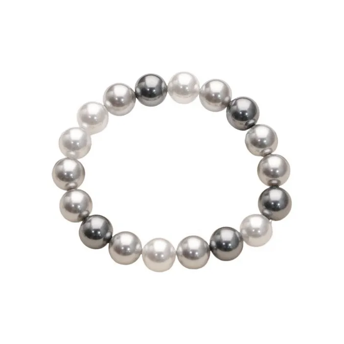 NATURALLYJOJO Faux Pearl Elastic String Bracelets Women's White/Gray/Black-0