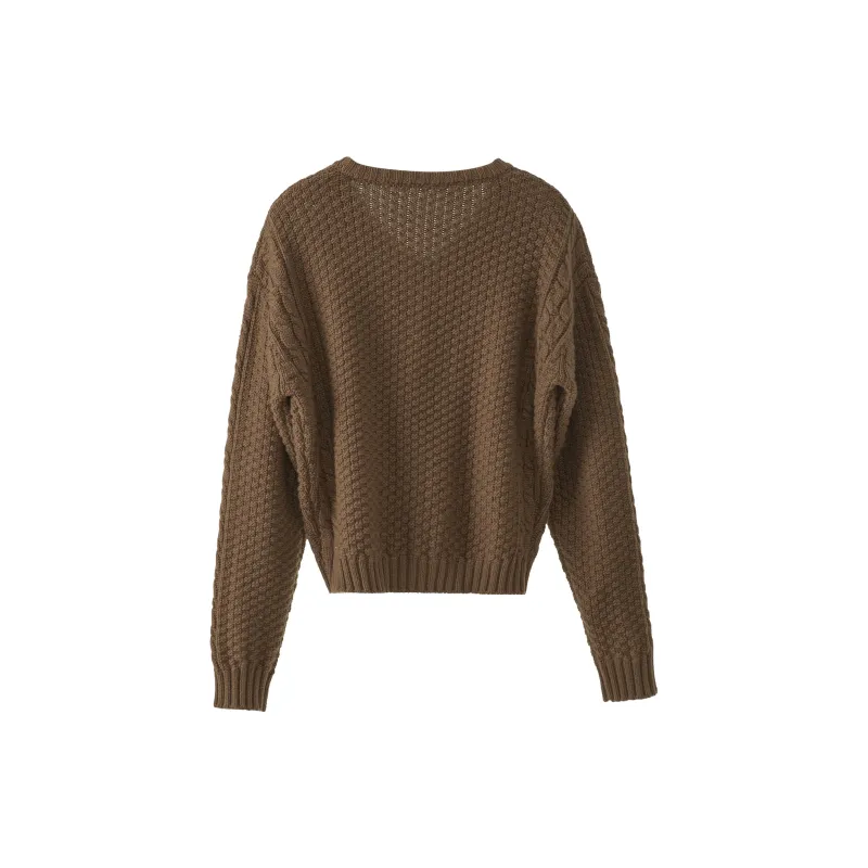 Fstudio Solid Color V Neck Pullover Knitwear Women's-1