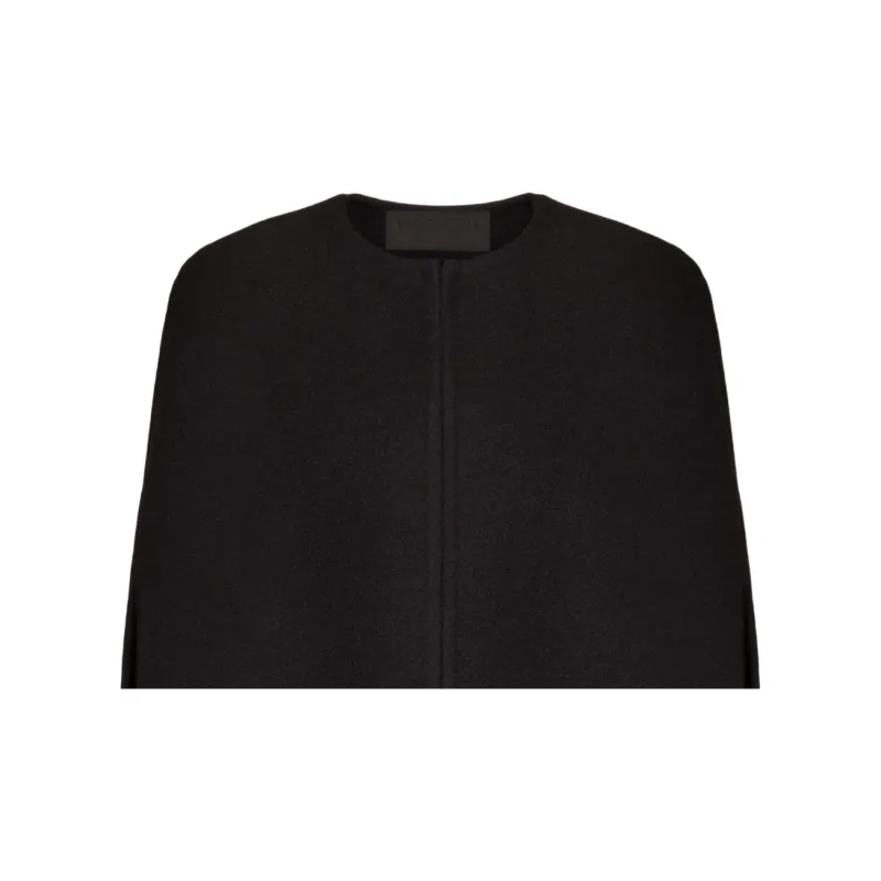 Valentino Straight Hem Crewneck Cape Coat-5