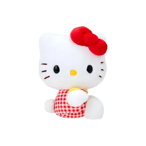 Sanrio Red Plaid Hello Kitty Dolls Plush Doll 15cm High