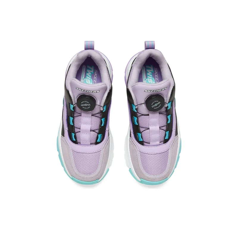Skechers Anti Kick Cushioning And Abrasion Resistant Mid Top Kids Lifestyle Shoes White Purple Blue Teenagers-3