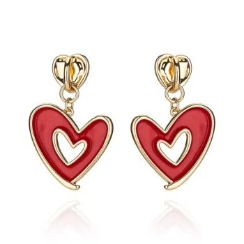 QLADY S925 Silver Stud Earrings Women's Red