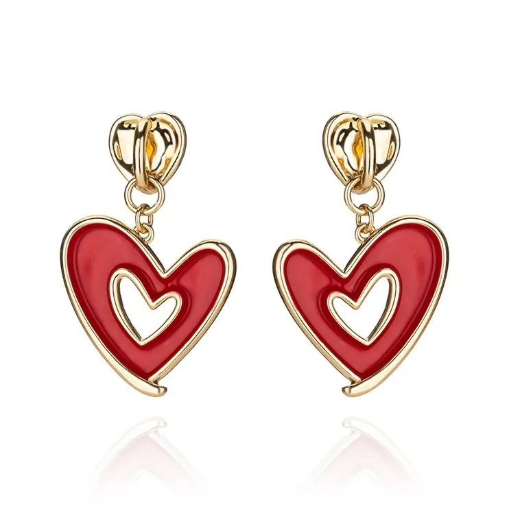 QLADY S925 Silver Stud Earrings Women's Red-0