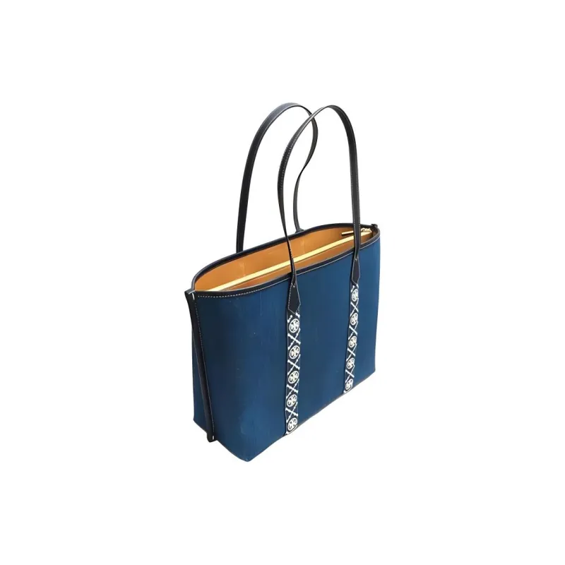 TORY BURCH Perry Denim Tote Bag Shopping Bag Shoulder Bag Handbag Women's Blue-1