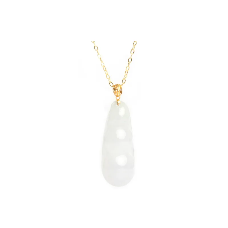 Long Fu Glutinous Jade Necklace Holiday Accessory # Good Luck Women's-6