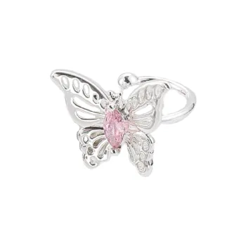 Vegetarian Copper Pink Zircon Clip On Earrings Women's