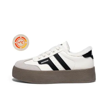 WARRIOR Skateboard Shoes Women's Low Top Beige Black