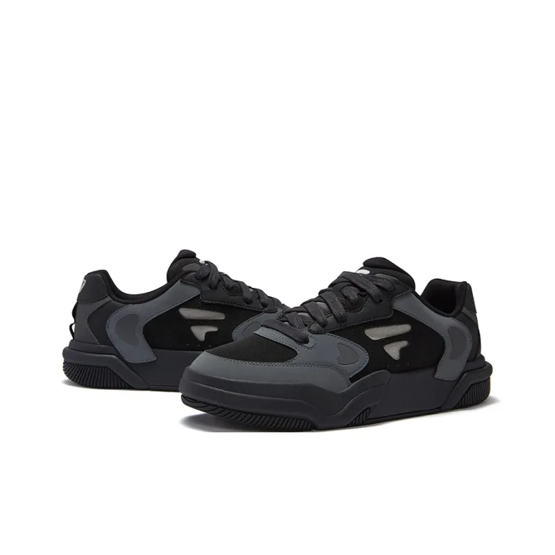 FILA FUSION Anti Slip Wear Resistant Low Top Skateboard Shoes Men's Black Gray-2