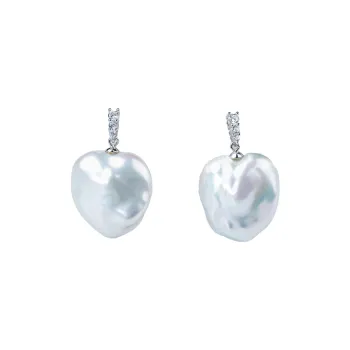 ANGEPERLE Freshwater Pearl Hoop Earrings Women's