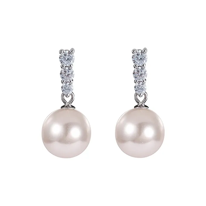 NATURALLYJOJO 925 Silver Needle Imitation Pearl Earrings Women's Gray-6
