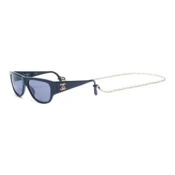 CHANEL 2000s Shield Frame Chain Sunglasses