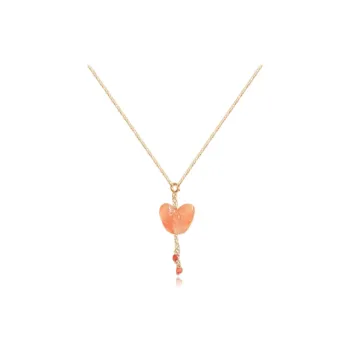 CANHUI S925 Silver Soft Pink Butterfly Necklace Women's