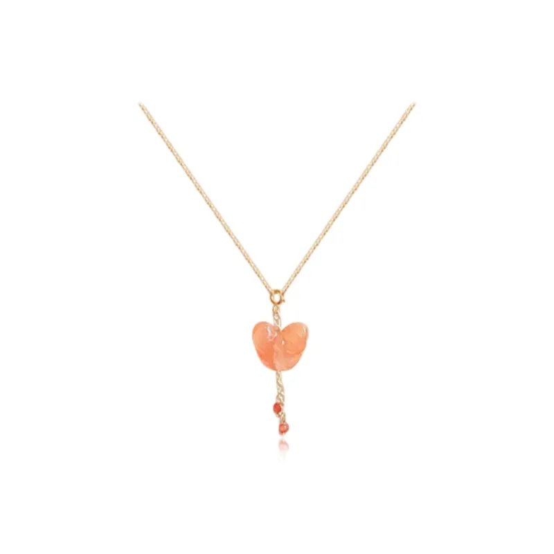 CANHUI S925 Silver Soft Pink Butterfly Necklace Women's-0