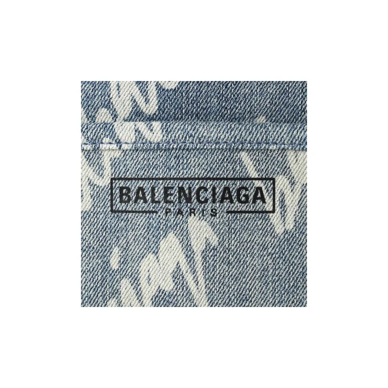 Balenciaga Cotton Tote Bag Shopping Bag Shoulder Bag Crossbody Bag Handbag Unisex Blue-5