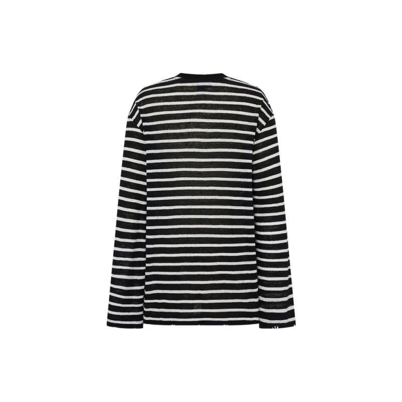 MOCO x Playboy T Shirt Women's Black White Stripes-1