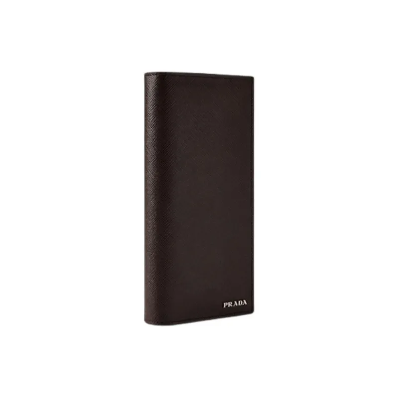 PRADA Saffiano Cow Leather Wallet Men's Coffee & Baltic Sea Blue-1