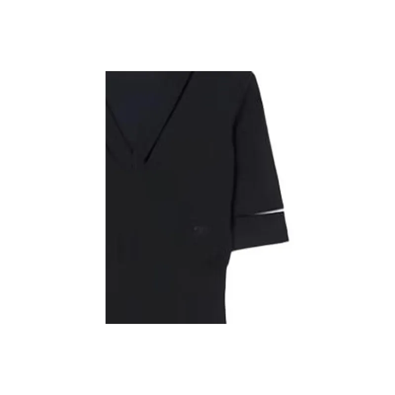 TORY BURCH V Neck Wool Dress Short Sleeved Dress Women's Black-2