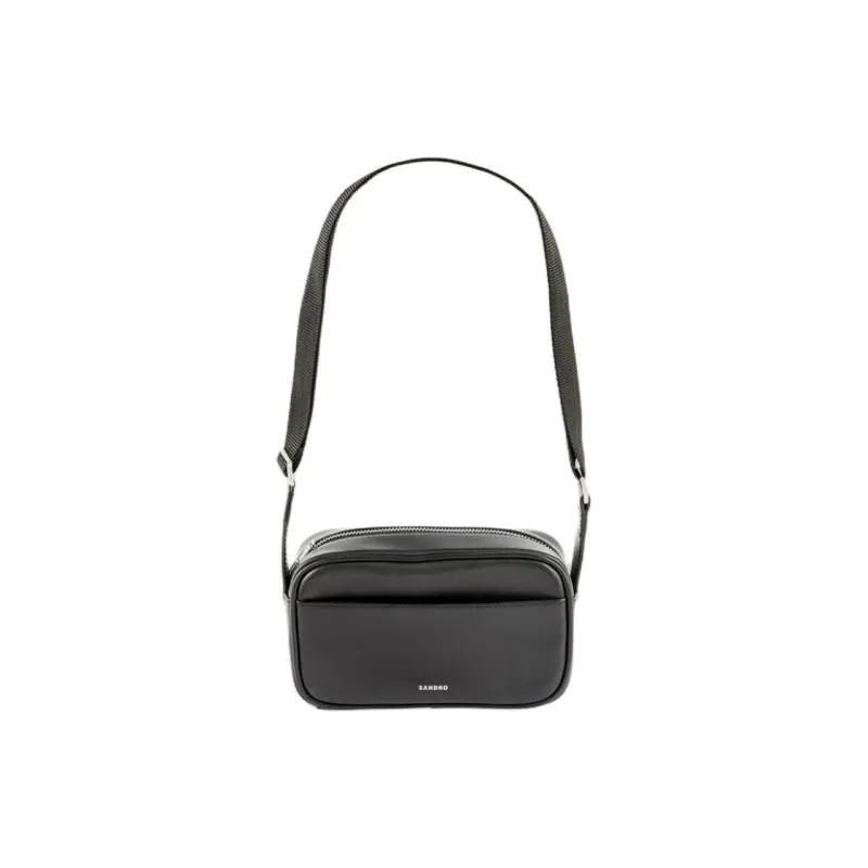 Sandro Cow Leather Portable Crossbody Bag Shoulder Bag Small Size Men's Black-1
