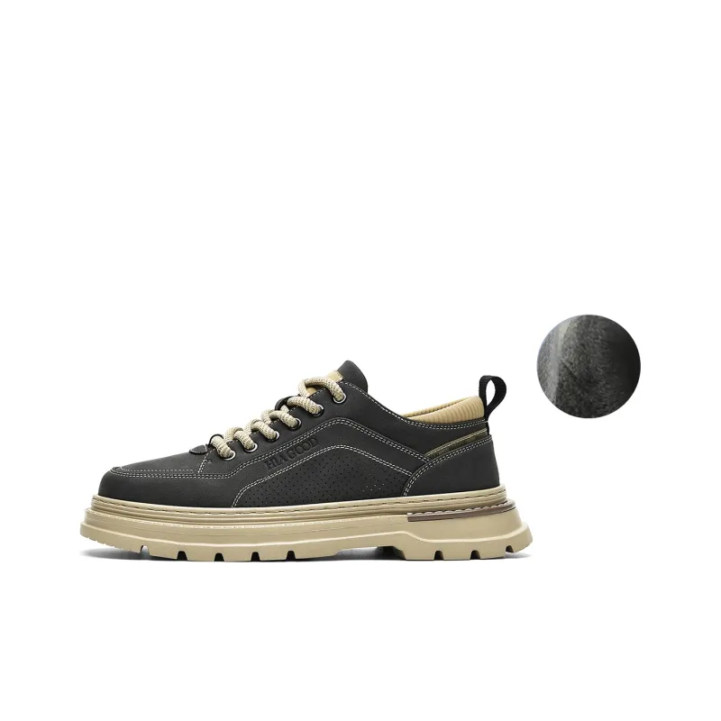 HLA Vintage Outdoor Casual Fleece-Lined Versatile Work Boots Low-Top Wear-Resistant Men's-22