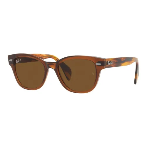 RayBan Plastic Square Sunglasses Unisex Transparent Brown