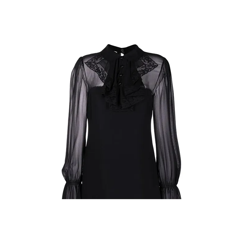 MIU MIU FW22 Long Sleeved Dress Women's Black-4