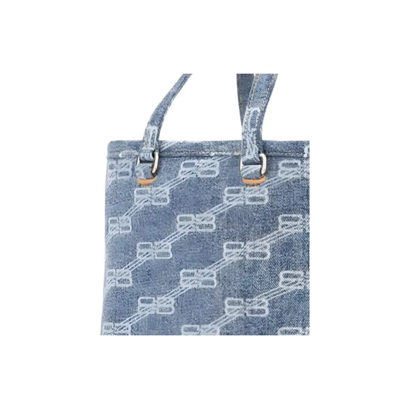 Balenciaga Denim Tote Bag, Shopping Bag, Portable Crossbody Bag, Shoulder Bag Mini Women's Light Blue-4