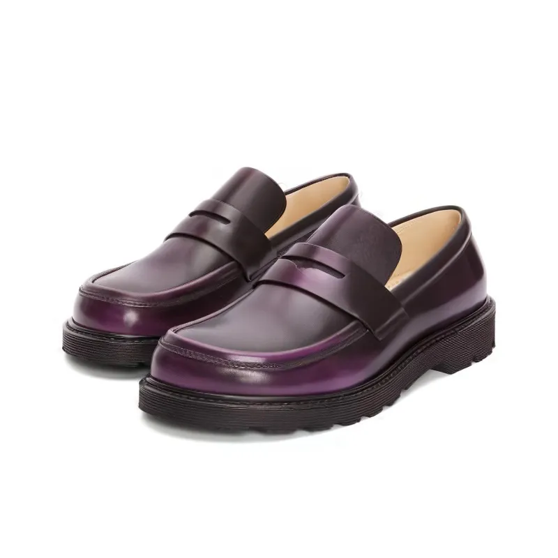 LOEWE Blaze Faded-effect Leather Loafer-2