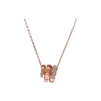 BVLGARI SERPENTI VIPER 18K Rose Gold Partially Set With Diamonds Necklaces Unisex Rose Gold