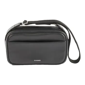 Sandro Cow Leather Portable Crossbody Bag Shoulder Bag Small Size Men's Black