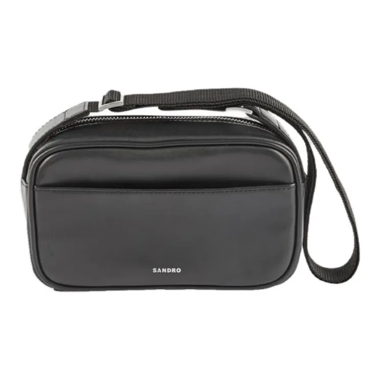 Sandro Cow Leather Portable Crossbody Bag Shoulder Bag Small Size Men's Black-0