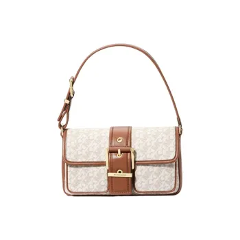 MICHAEL KORS Cow Leather Shoulder Bag Handbag Shoulder Bag Medium Size Women's Vanilla White & Acorn Brown