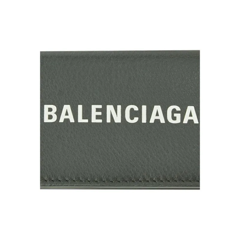 Balenciaga Everyday Leather Wallet Mini Unisex Gray Green-7