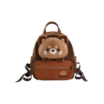 Holding Bamboo Canvas Handbag, Crossbody Bag, Backpack Regular Women's Brown