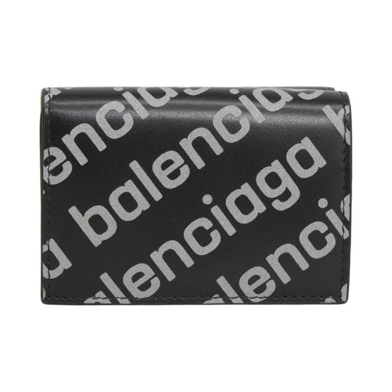 Balenciaga Leather Wallet Women's Black & Gray-0
