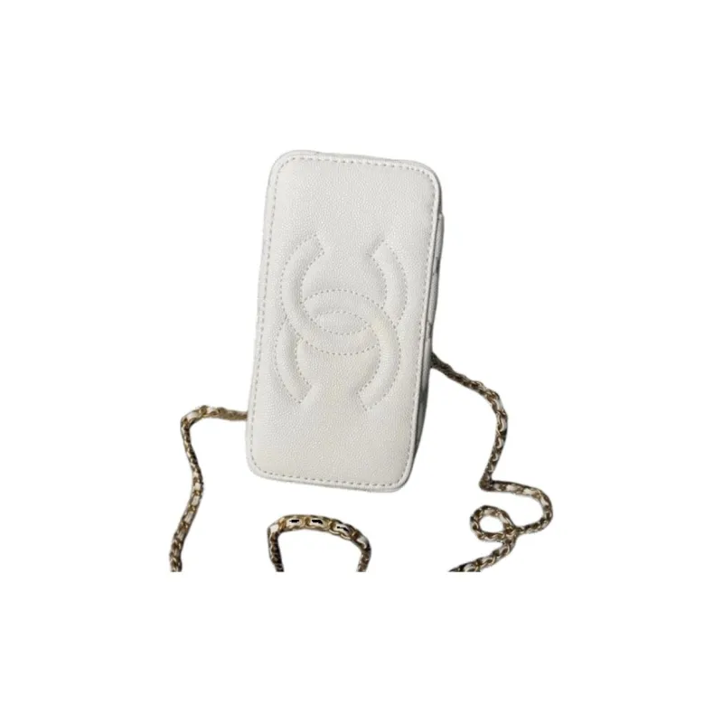CHANEL Grain Embossed Calfskin Box Bag, Handbag, Shoulder Bag, Crossbody Bag Women's White-3