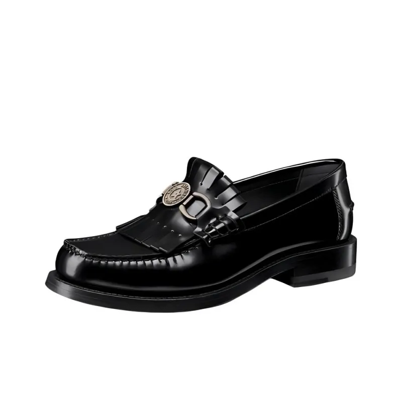 DIOR Emblem Loafers Women's Black-2
