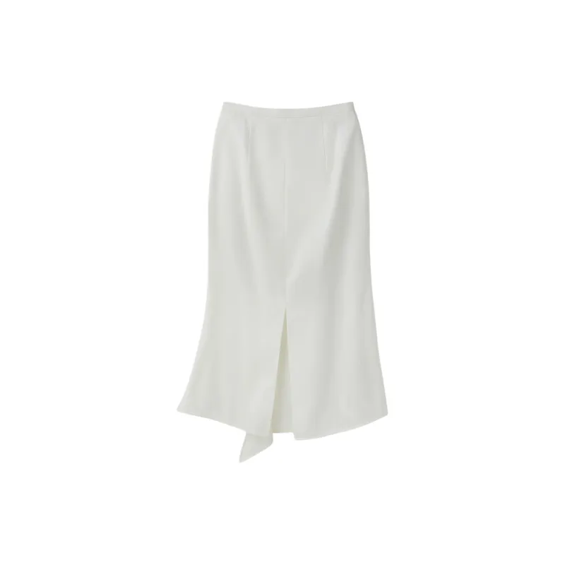 RECTO FW24 ZINNIA SLIT DETAIL FLOWING SKIRT Casual Long Skirts Women's Ivory/Ivory-1